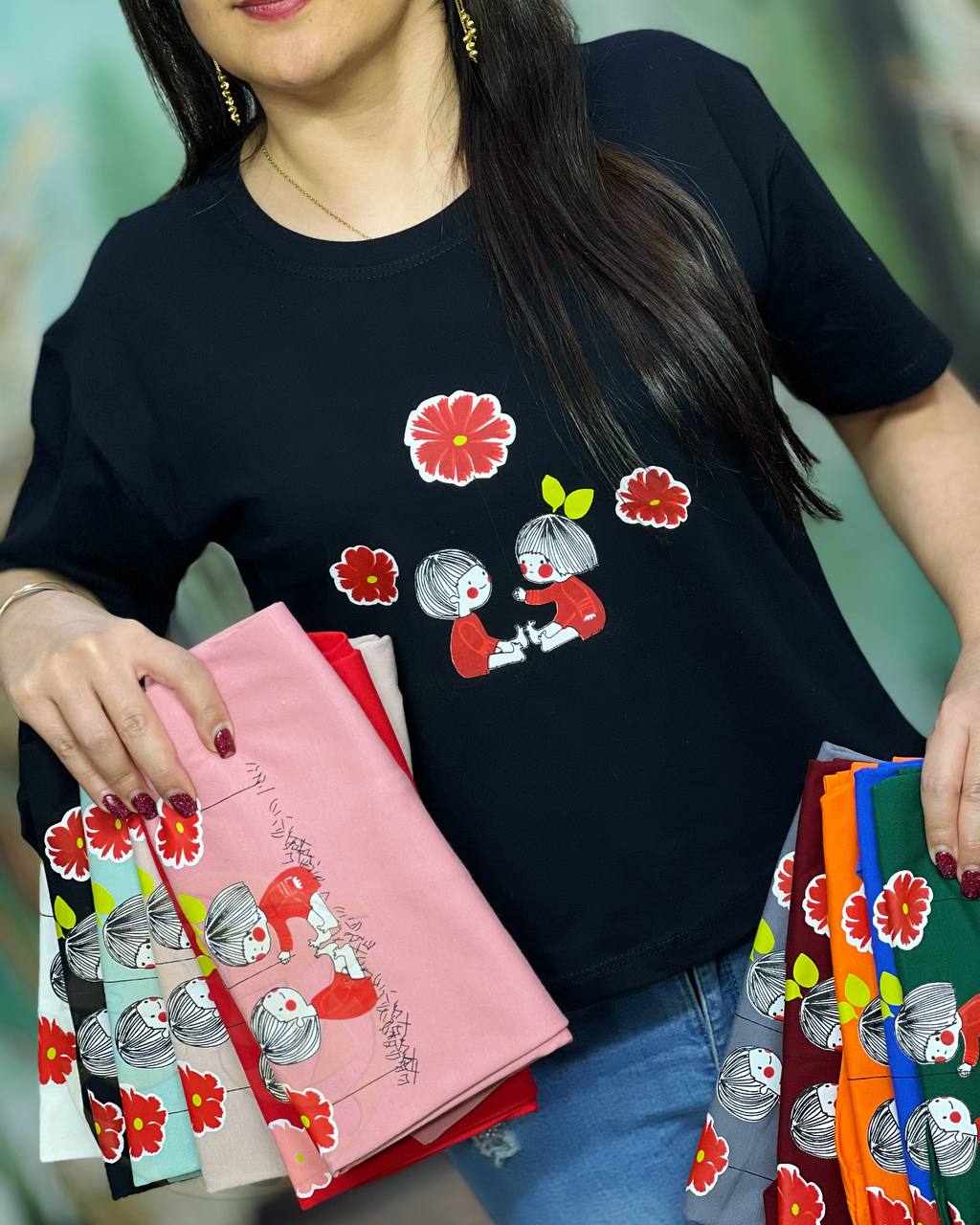 کراپ زنانه طرح دختر پسر