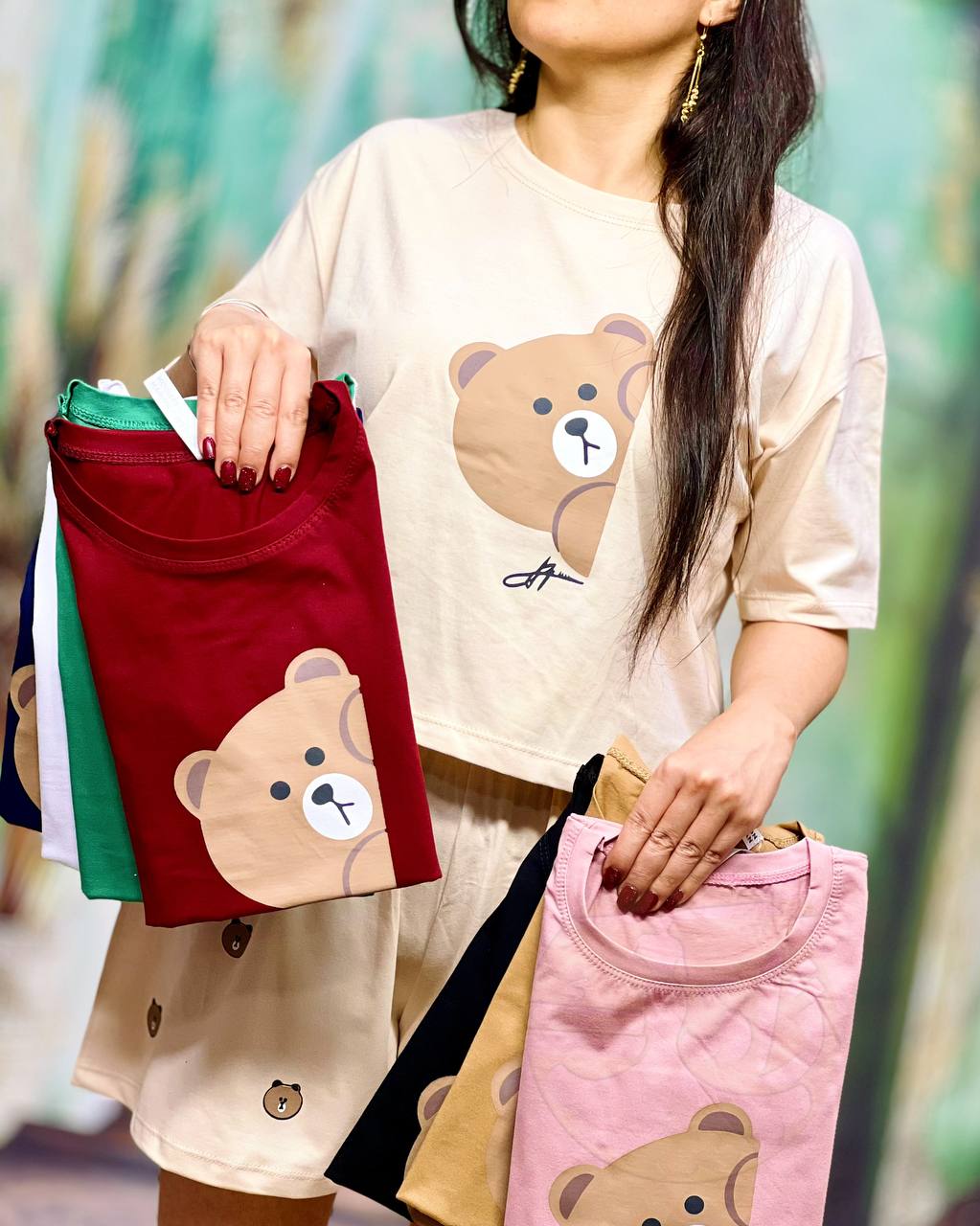 کراپ شلوارک زنانه طرح خرسی